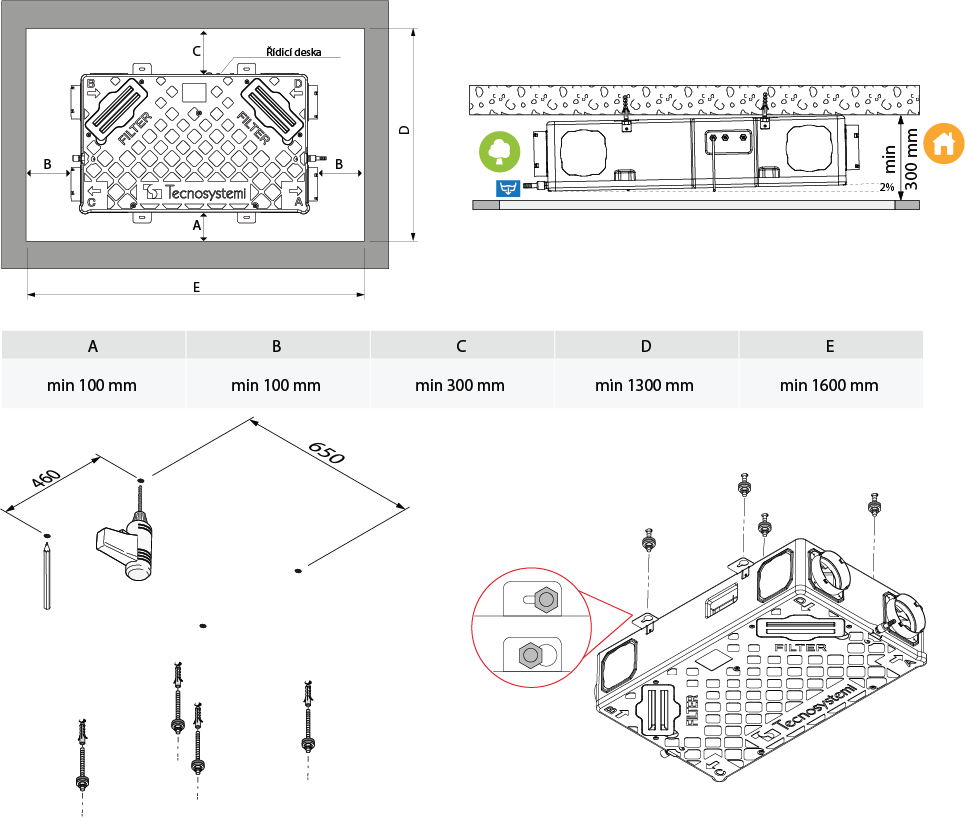 TS-HRVU instalace podstropní